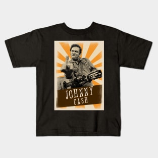 Vintage Aesthetic johnny cash middle finger Kids T-Shirt